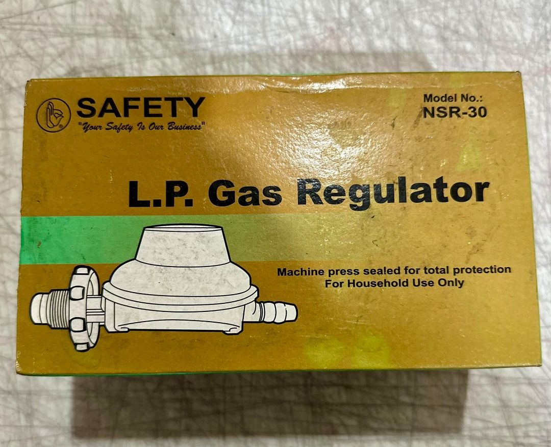 Safety LPG Regulators for M-GAS (Category: Cookware & Accessories) located in Manila. Submitted by memorylanestore (Listing ID 1303634380, Image 2). Description: - Machine press sealed for total protection - For household use Input pressure: 20-1560 kpa Output pressure: 2.80 +- 0.50kpa Gas flow: 0.6m3/h Capacity: 3.50kpa Available Model: NSR-30 NSRG-30M.