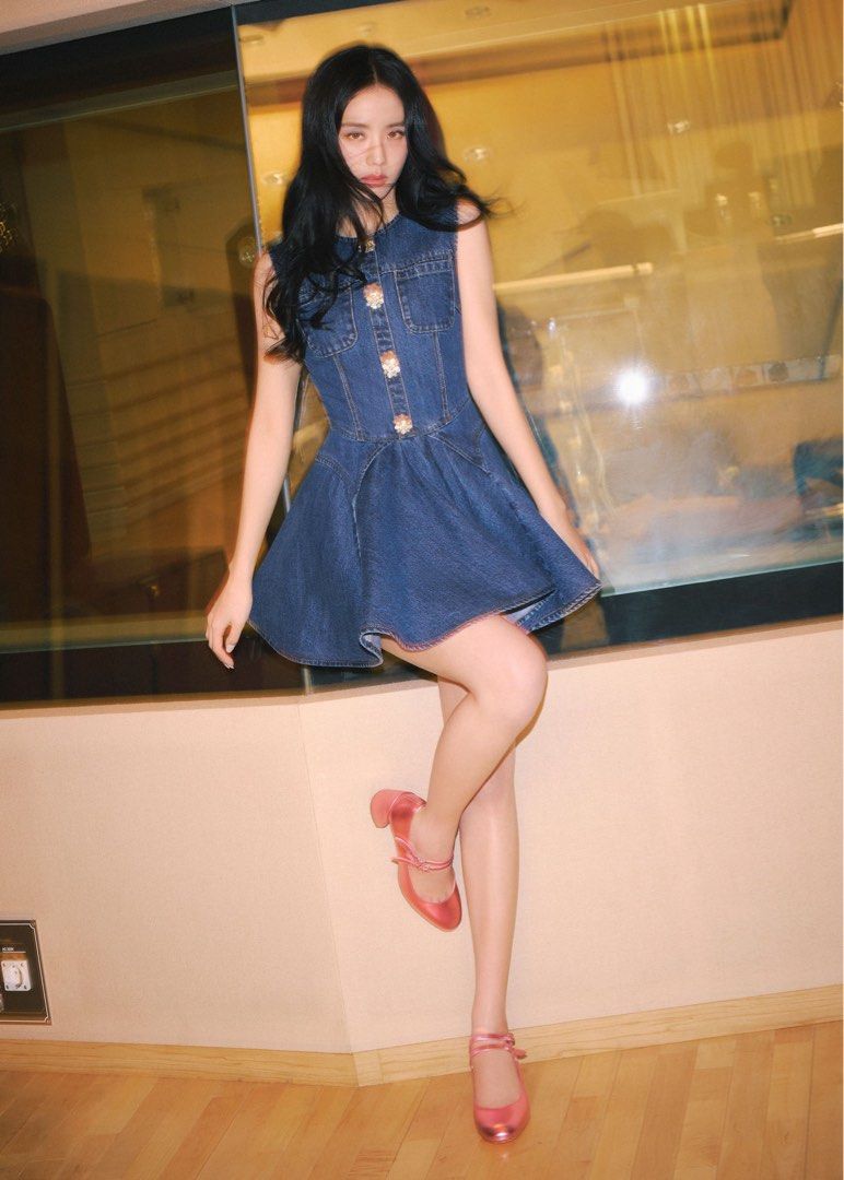 Self Portrait Denim Skater Mini Dress Women s Fashion Dresses Sets Dresses on Carousell