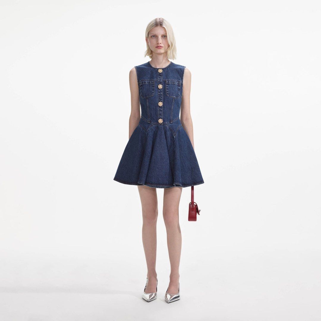Self portrait denim dress hot sale