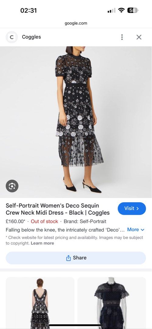 Self portrait deco sequin crew neck midi dress deals