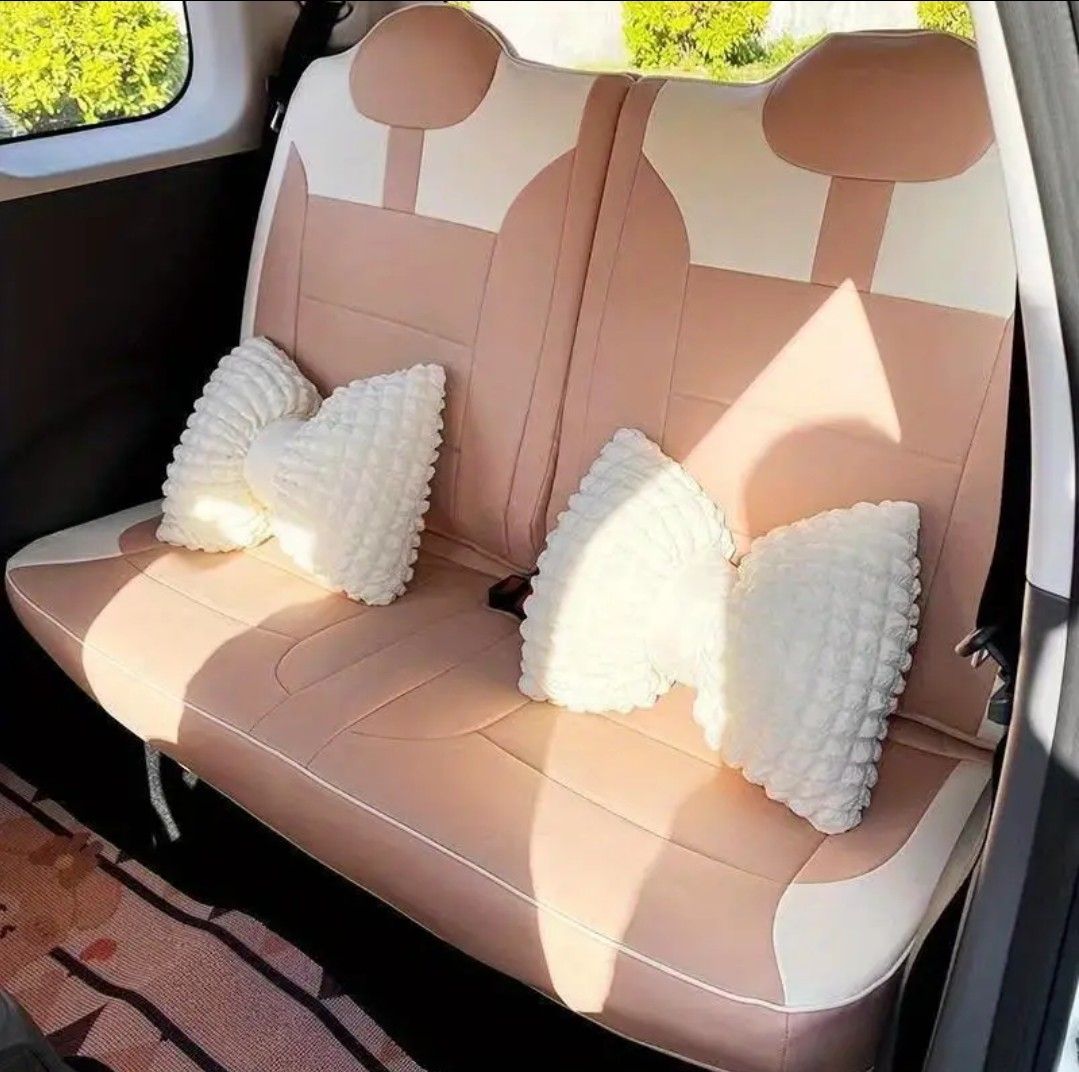 SET 2 PCS WHITE BOW KNOT HEADREST NECK WAIST SUPPORT SOFT CAR SEAT PILLOW Car Parts Accessories Upholstery Seatcovers and Other Interior Parts and Accessories on Carousell