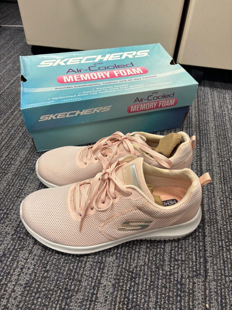 skechers air cooled memory foam pink