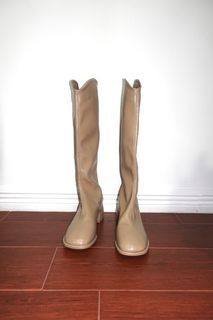square toe nude high boots