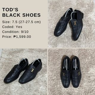 Tod’s black Leather with Gold Double T Loafers