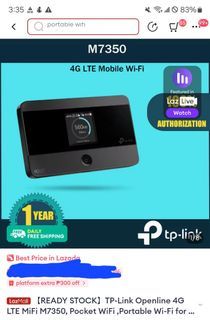 TP-Link Openline 4G LTE MiFi M7350, Pocket WiFi ,Portable Wi-Fi for Travel, Unlocked Mobile Wi-Fi Hotspot, 8 Hours Long Lasting Battery(Easy Management with Tpmifi App), Globe/Smart/Sun Supported,Open Line Mobile WiFi,Black