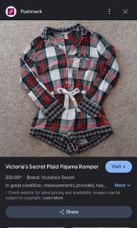 Victoria's secret plaid pajama romper