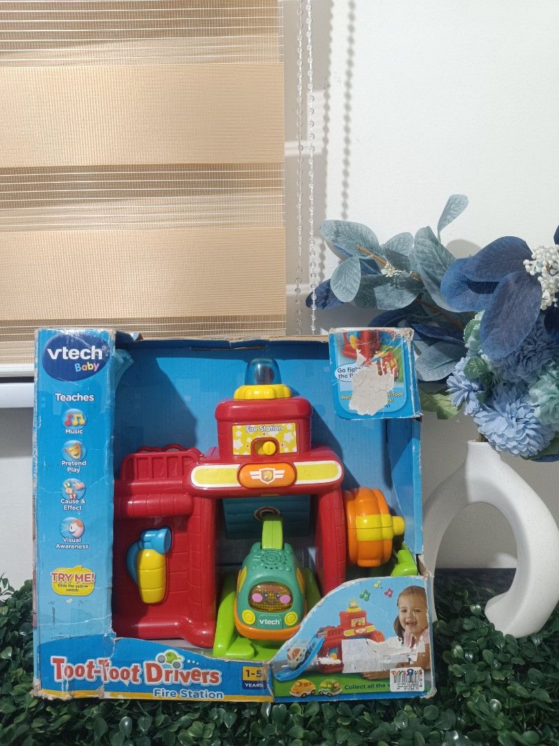 Vtech Toot toot Drivers fire station (Category: Educational & Learning Toys) located in Quezon City. Submitted by mhoniqvela04 (Listing ID 1303682520, Image 1). Description: Guaranteed Original💯 Brandnew-Mall pullout✅ Working✅ Complete set✅ Only issue: Slightly dented box✅.