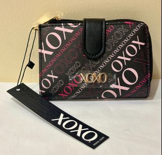 XOXO BLACK / PINK SMALL FOLD CLUTCH WALLET