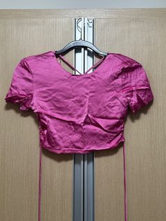 Zara Pink Satin Tie-Back Top