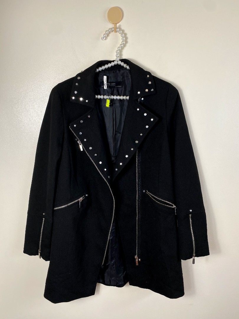 Zara studded coat new arrivals