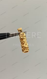 18K Saudi Gold Cylinder Pendant (Dragon Design) | 5.2MM × 1.9CM | Fits Chain Upto 2.3MM | Yellow Gold | [LP-001343]