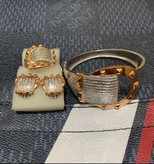 52 grams ring, earrings and bangle diamond hk setting