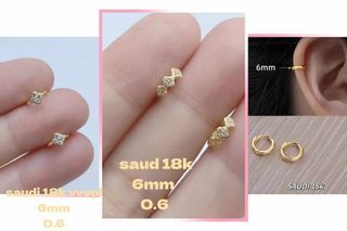 6mm Helix/ Nose Stud Earrings in 18Karat Saudi Gold