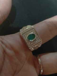925 Silver Jade Men's Ring size 9