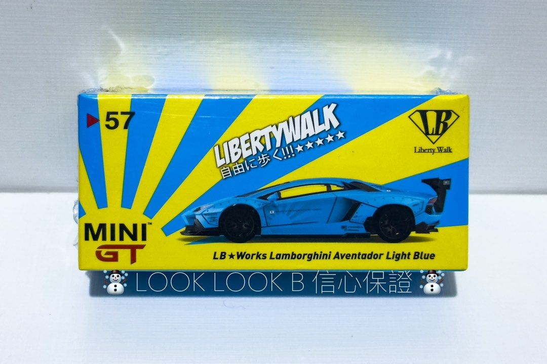 全新未開Mini GT MiniGT # 57 Liberty Walk LB WORKS 林寶堅尼Lamborghini Aventador  (Light Blue), 興趣及遊戲, 玩具& 遊戲類- Carousell