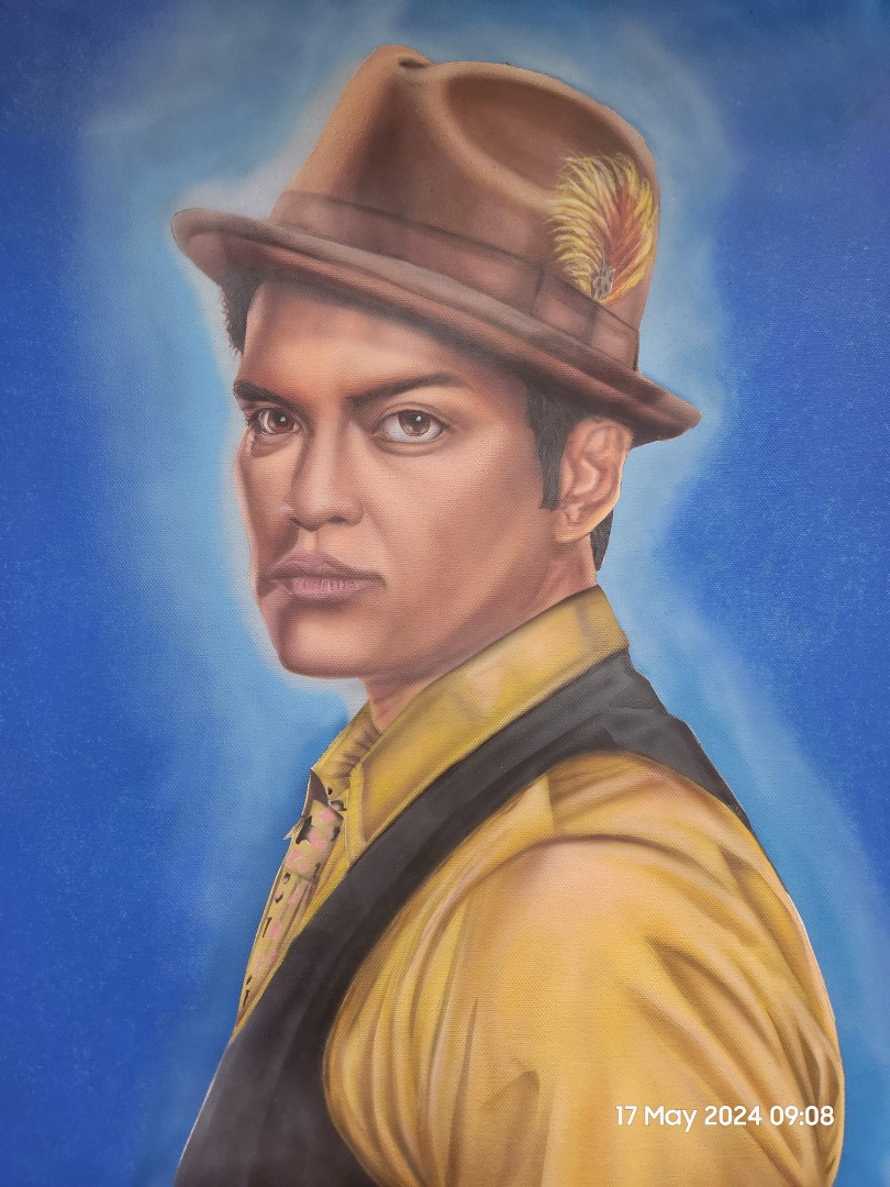 Airbrushed Portrait of Bruno Mars, Hobbies & Toys, Stationery & Craft