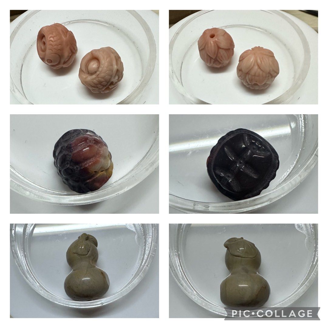 Alashan Agate Mini Charms (Category: Charms) located in Mandaluyong City. Submitted by vanic (Listing ID 1303830826, Image 2). Description: 1. Lotus - 220 each 2. Strawberry - 250 each 3. Koi Flower Ball - 180 each 4. Turtle Shell - 120 5. Gourd - 100 6. Croissant - 100 7. Shell - 100 8. Double Lotus - 120 9. Rose - 100 each 10. Maple Leaf - 200 11. Money Bag - 200 each 12. Butterfly - 220 each 13. Double Lotus - 280 14. Ruyi - 280.