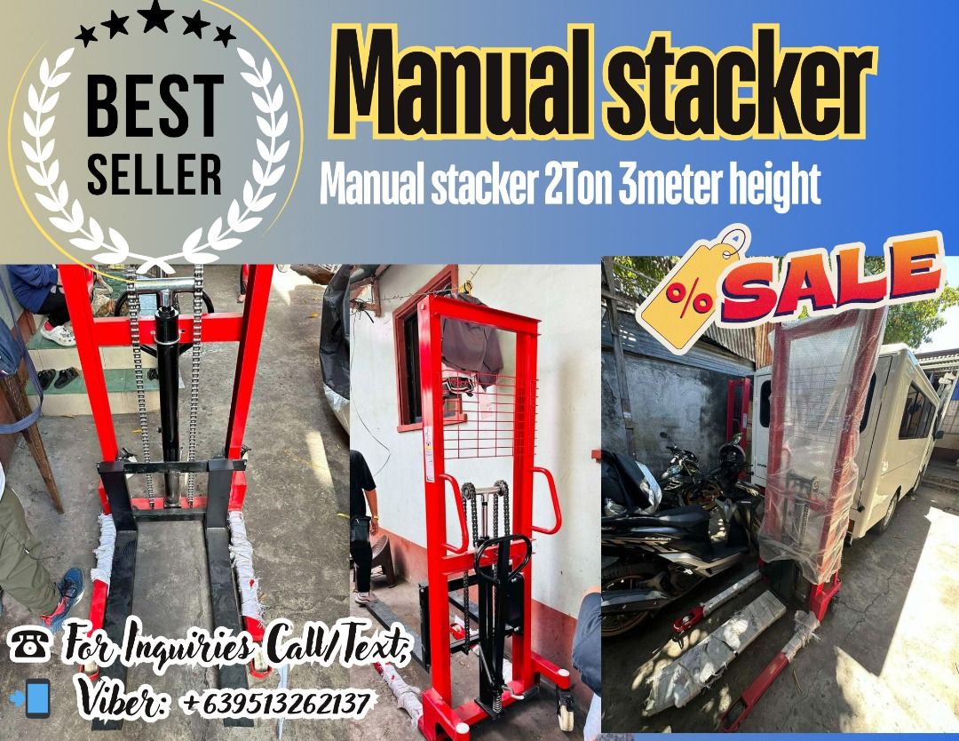 Available Manual stacker 2Ton 3meter height (Category: Heavy Vehicles) located in Caloocan City. Submitted by ultimatekh80569 (Listing ID 1303771498, Image 1). Description: Available Manual stacker 2Ton 3meter height ₱110,000 single fork width:100mm adjustment width:200-580mm length:800mm Terms of Payment: 💰50% Security Deposit for processing of unit 💰50% Cash Upon Delivery or pick up Along Pasig Area 📌CE and ISO Certified 📌 Note *PLEASE READ