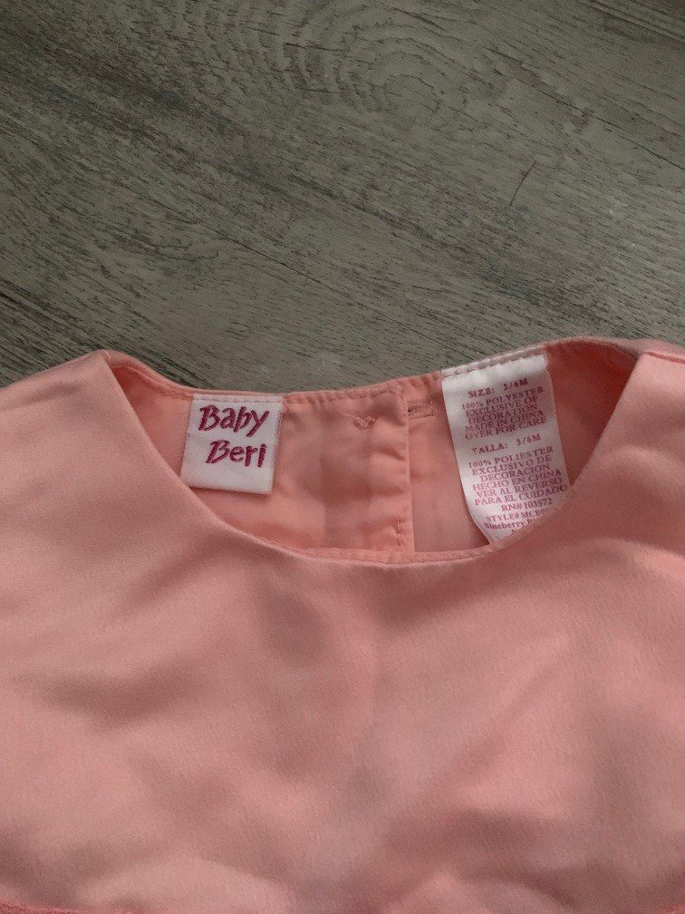Baby peach dress (Category: Babies & Kids Fashion) located in Imus. Submitted by camillegcleans (Listing ID 1303789337, Image 3). Description: Used once for baptism.