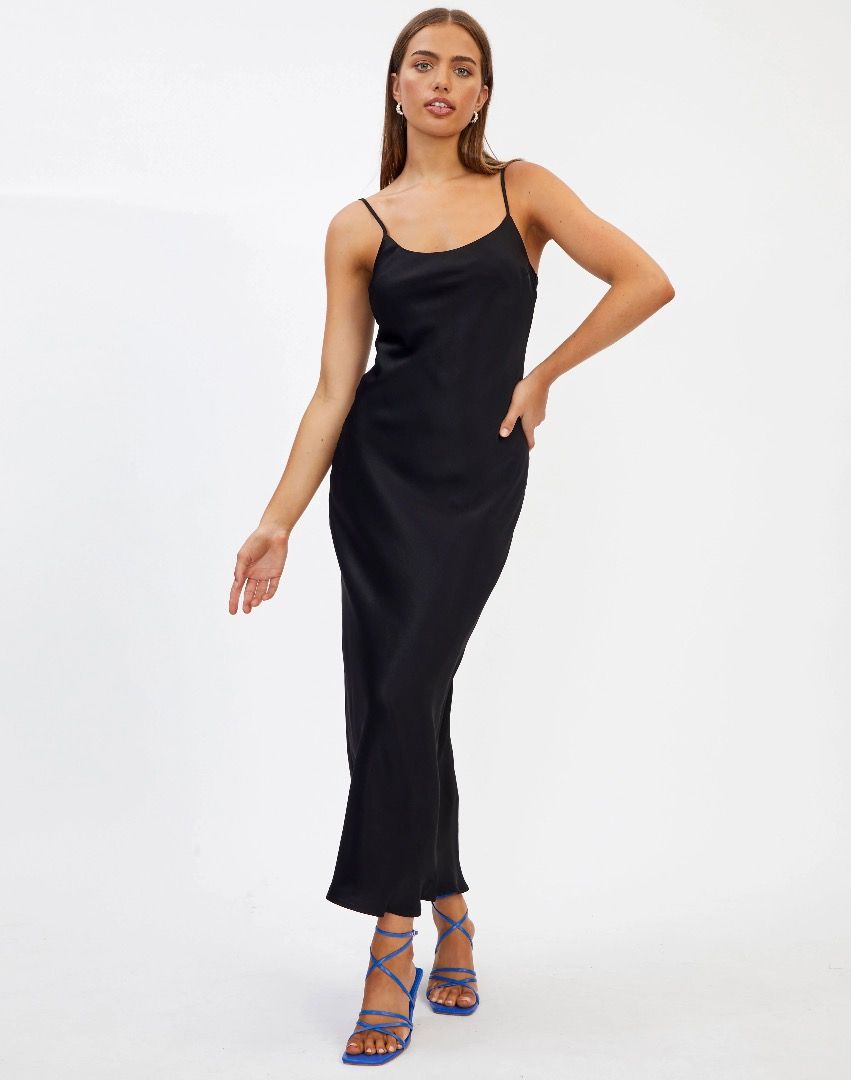 Glassons black satin slip maxi dress AU6/XS, Women's Fashion, Dresses &  Sets, Dresses on Carousell