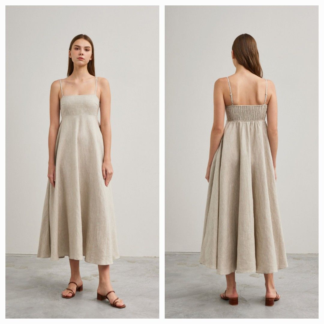 BNWT Our Second Nature OSN Linen Smocked-Back Sundress SP, Women's Fashion,  Dresses & Sets, Dresses on Carousell