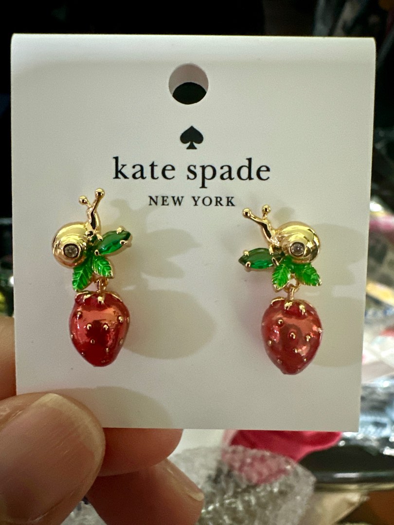 SG sale Brand new with tag Kate spade Strawberry field dangling earrings with snail Women s Fashion Jewelry Organisers Earrings on Carousell