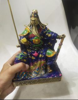 Brass Cloisonne guan Yu statue display