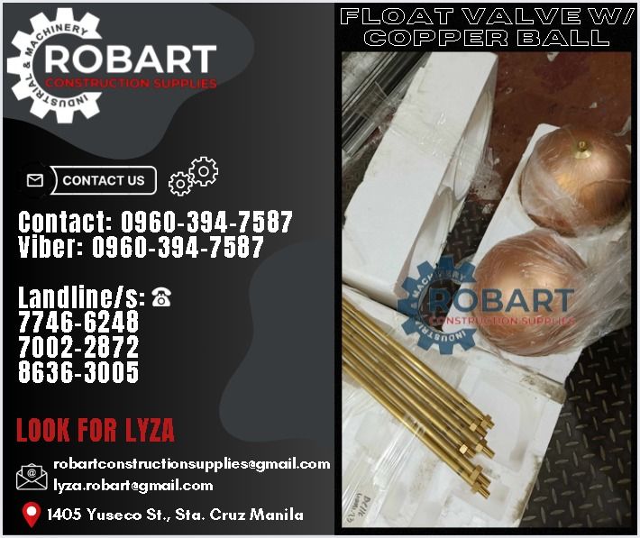Brass Float Valve w/ Copper Ball (Category: Construction Tools & Equipment) located in Manila. Submitted by lyzarobart1999 (Listing ID 1303838312, Image 1). Description: Brass Float Valve w/ Copper Ball Size: 1-1/2" x 10" 𝐒𝐄𝐍𝐃 𝐔𝐒 𝐌𝐄𝐒𝐒𝐀𝐆𝐄 𝐅𝐎𝐑 𝐈𝐍𝐐𝐔𝐈𝐑𝐈𝐄𝐒 ‼️ 0 9 6 7 3 8 1 8 2 2 7 0 9 6 0 3 9 4 7 5 8 7 𝐋𝐚𝐧𝐝𝐥𝐢𝐧𝐞 𝐍𝐮𝐦𝐛𝐞𝐫𝐬: 𝟕 𝟕 𝟒 𝟔 - 𝟔 𝟐 𝟒 𝟖 / 𝟕 𝟎 𝟎 𝟐 - 𝟐 𝟖 𝟕 𝟐 / 𝟖 𝟔 𝟑 𝟔 - 𝟑 𝟎 𝟎 𝟓 𝐋𝐎𝐎𝐊 𝐅