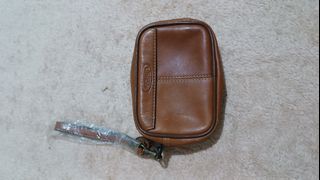 Brown leather belt wallet for men