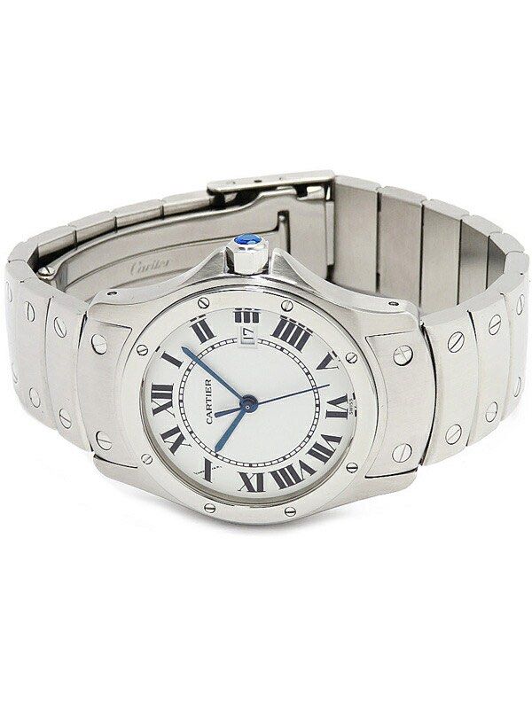 Cartier santos round clearance