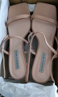 CHARLES & KEITH Square-toe Strappy Sandals (Beige)