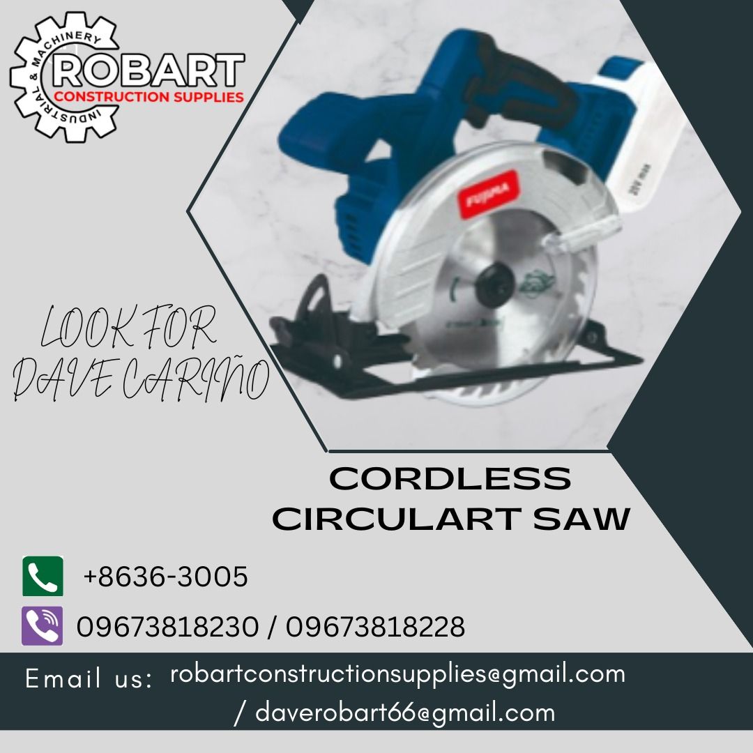 CORDLESS CIRCULAR SAW (Category: Construction Tools & Equipment) located in Caloocan City. Submitted by gabo. (Listing ID 1303833439, Image 1). Description: SALE❗ ❗ ❗ SALE❗ ❗ ❗ SALE❗ ❗ ❗ LOOK FOR: Dave T. Cariño 0 9 6 7 3 8 1 8 2 2 8 / 0 9 6 7 3 8 1 8 2 3 0 7 7 4 6-6 1 4 8 / 7 0 0 2- 2 8 7 2 / 8 6 3 6-3 0 0 5 𝑹𝑶𝑩𝑨𝑹𝑻 𝑪𝑶𝑵𝑺𝑻𝑹𝑼𝑪𝑻𝑰𝑶𝑵 𝑺𝑼𝑷𝑷𝑳𝑰𝑬𝑺 📍S&L BUILDING, 1ST & 2ND FLOOR, 1405 YUSECO ST, STA CRUZ, MANILA SEND US MESSAGE FO