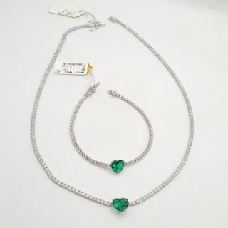 Diamond and nano gem heart tennis necklace/bracelet