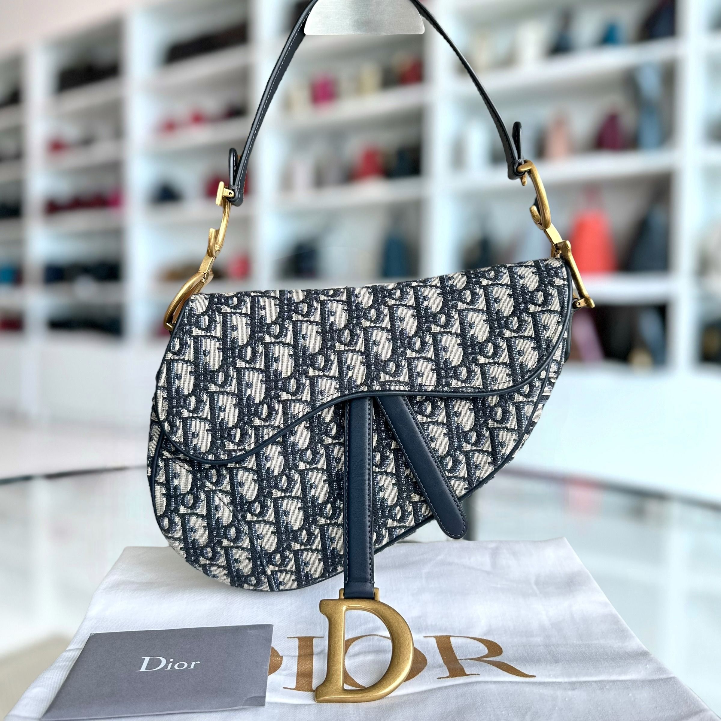Dior oblique canvas medium saddle bag discount