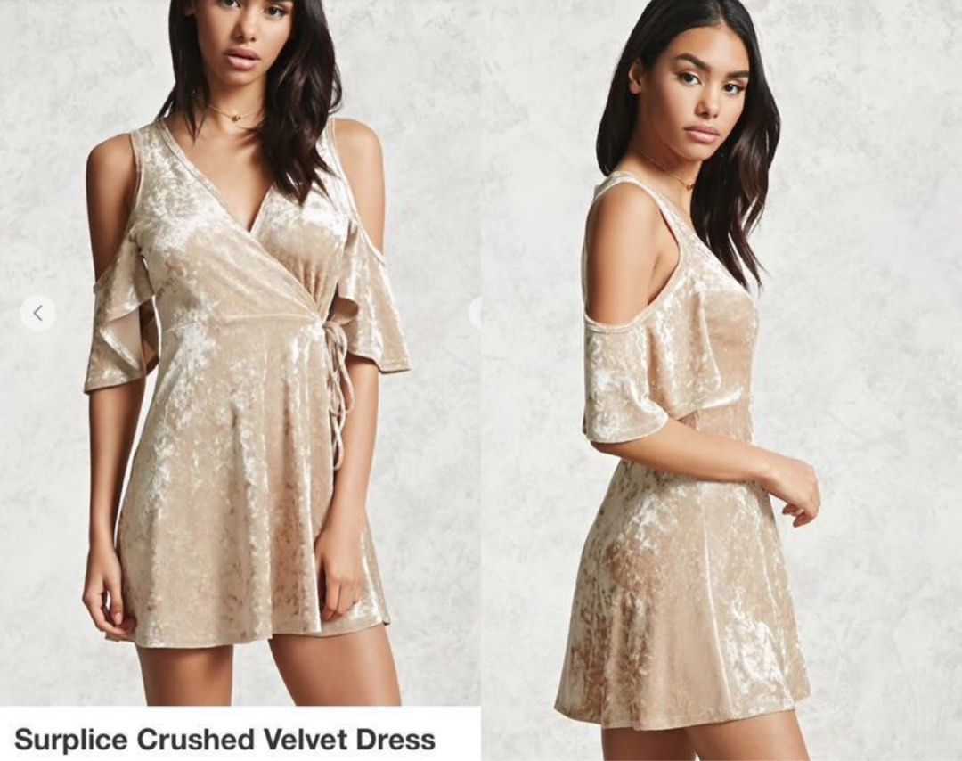 Forever 21 Surplice Crushed Velvet Dress Women s Fashion Dresses Sets Dresses on Carousell