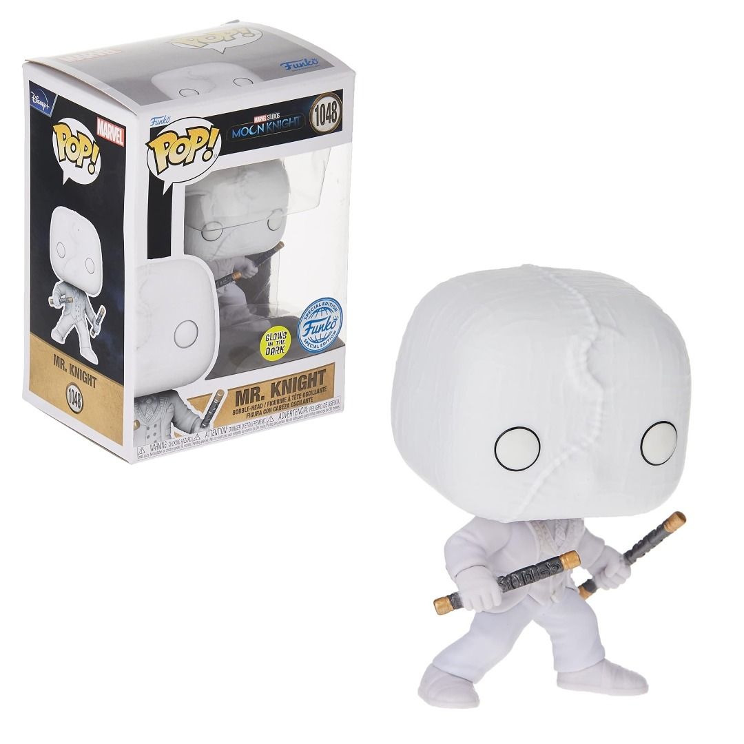 [Free Delivery] Funko POP! Marvel: Moon Knight - Mr. Knight (Category: Toys & Games) located in Singapore. Submitted by xjustus (Listing ID 1247547096, Image 1). Description: Funko POP! Marvel: Moon Knight - Mr. Knight (1048) (Glow in the Dark) Funko Exclusive Figure Stands At 3.75 Inches Free Delivery, No Hassle, No Meet up Required! While Stocks Last! Feel free to ask us any questions! Plus, check out JusGift.com for more products! 😊 Disclaime