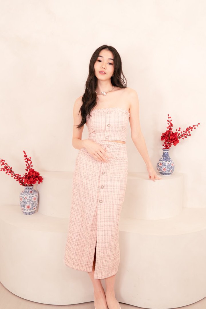 Gemma Midi Skirt in Blue/Pink Flower main image 0
