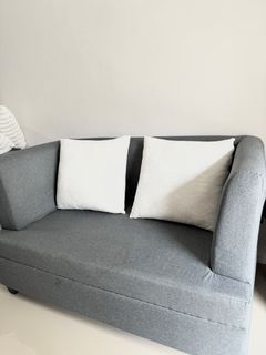 Grey Fabric Sofa Couch w/ 2 FREE throw pillows