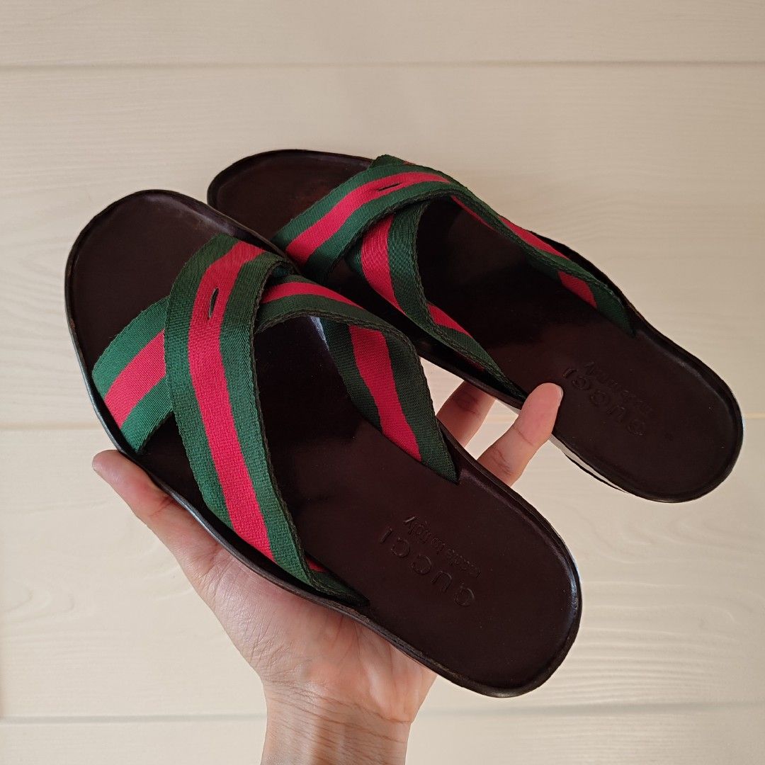 Gucci Web Leather Sandals Luxury Apparel on Carousell