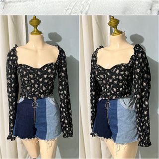 H&M floral puff top