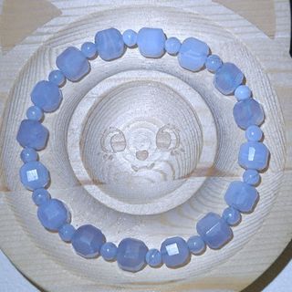 HQ FACETED BLUE LACE AGATE NATURAL STONE CRYSTAL BRACELET
