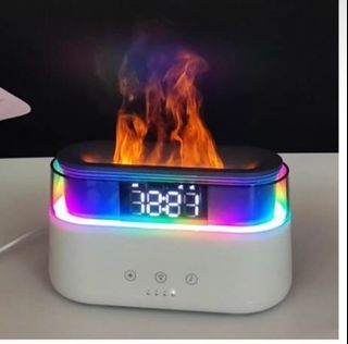 LED Air Humidifier with clock 180ml Running Rainbow Led Lamp Timing Touchable Flame Essential Oil Diffuser With Clock