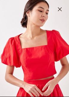 Love, Bonito Laina Puff Sleeve Bustier Crop Top (Small)