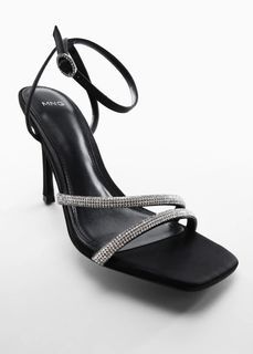 Mango shiny stone strap heels sandals
