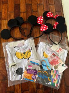 Minnie Mickey Couple Shirts, 5 headbands, 6 octopus cards