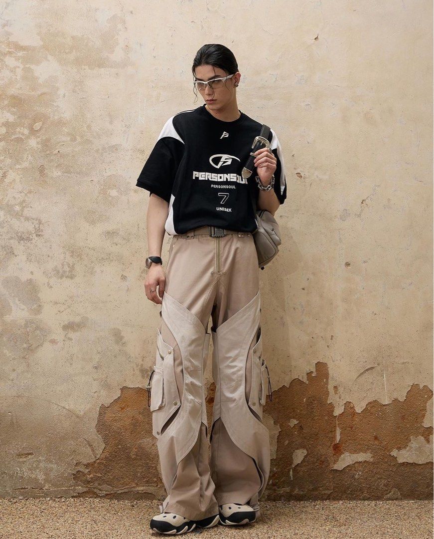 PERSONSOUL賽車拼色可拆長袖T恤Split Sleeve Racing Tee, 他的時尚