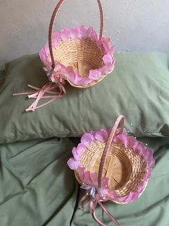 Pink Flower Girl Basket for Wedding (200 for 2pcs)