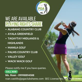 PLAYING RIGHTS SHARE- GOLF AND COUNTRY CLUB
