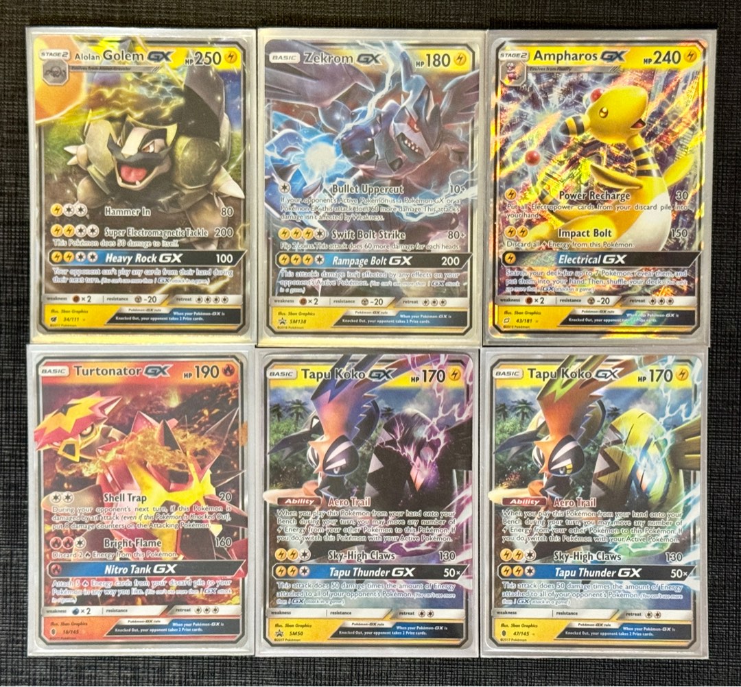 Alolan Golem GX 34/111 Zekrom GX SM138 Ampharos GX 43/181 Turtonator GX