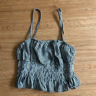 Pomelo Gingham Cami Ruched Sling Top